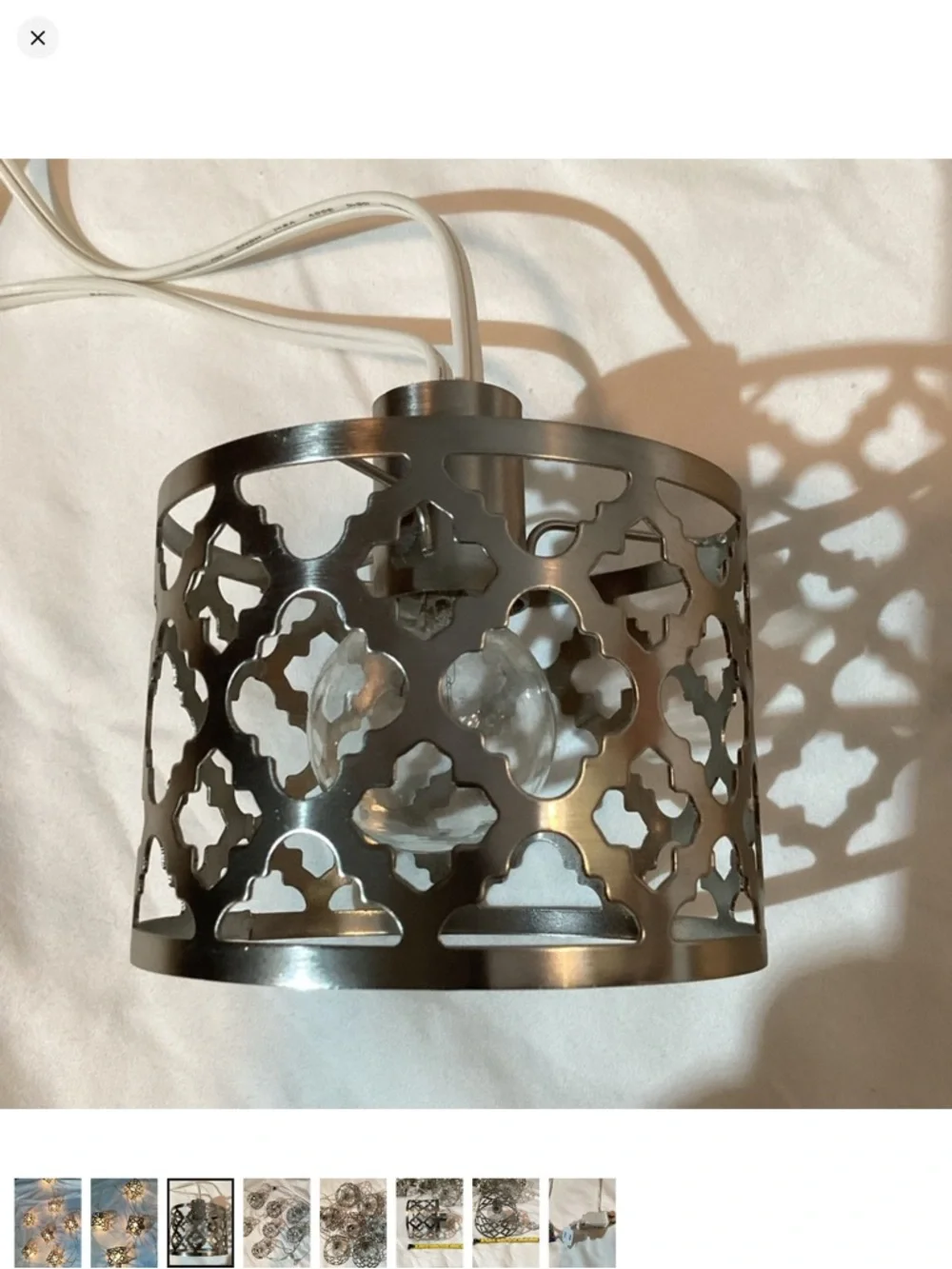 Lantern String Lights , 7 Silver metal decorative lanterns, indoor use - Picture 3 of 8